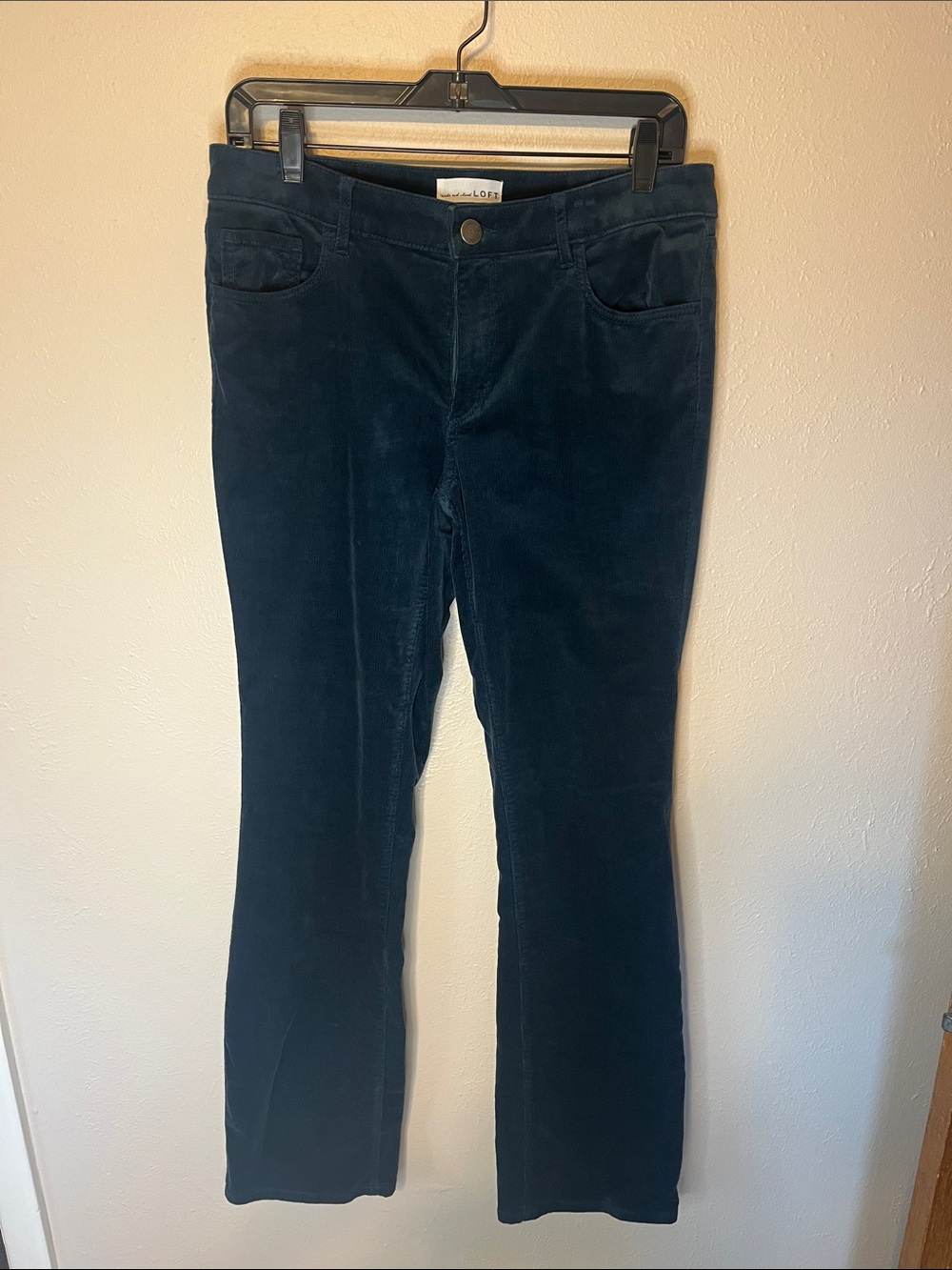Loft Dark Navy Velvet-Look Corduroy Pants